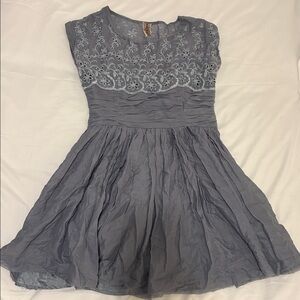 Free People empire waist short sleeve dress eyelet detail